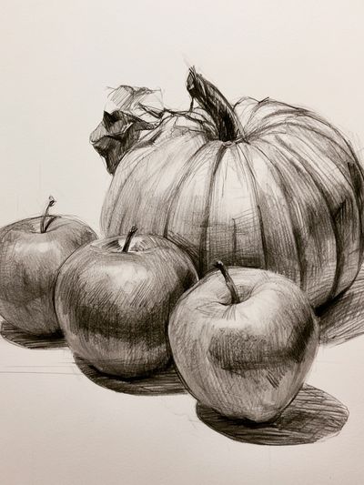 Pumpkin and Apples Sketch Poster. poster