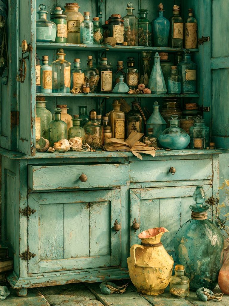 Apothecary Cabinet Still Life Print. poster — fine-art art
