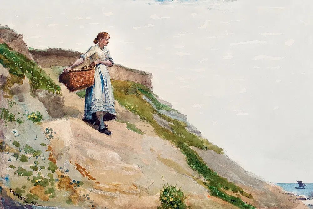 Girl Carrying Basket (1882) Winslow. poster detail