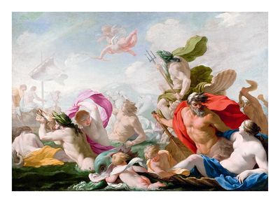 Mythological Seascape Baroque Print. poster
