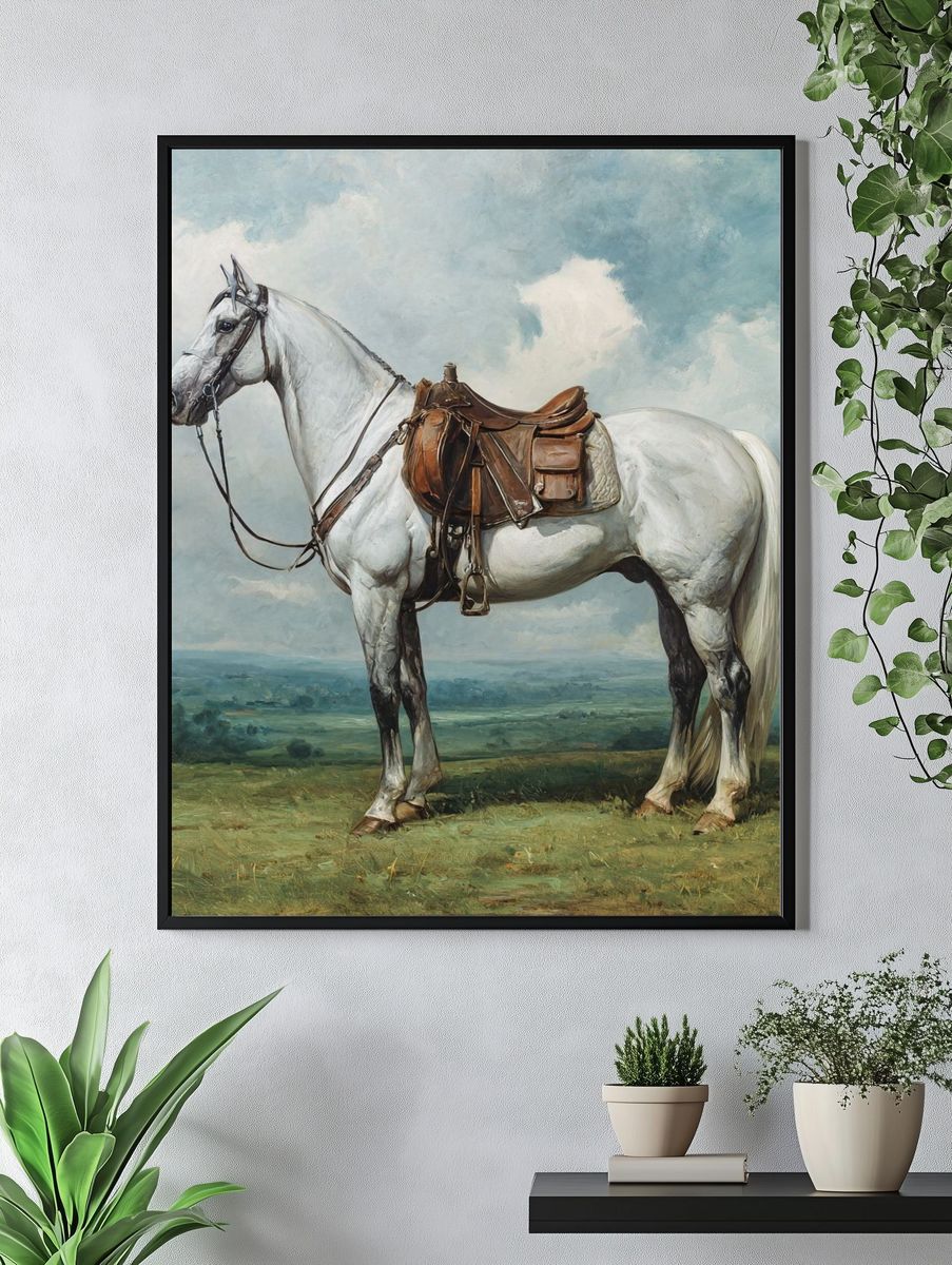 Majestic White Horse — Fine Art Print. — room view 4