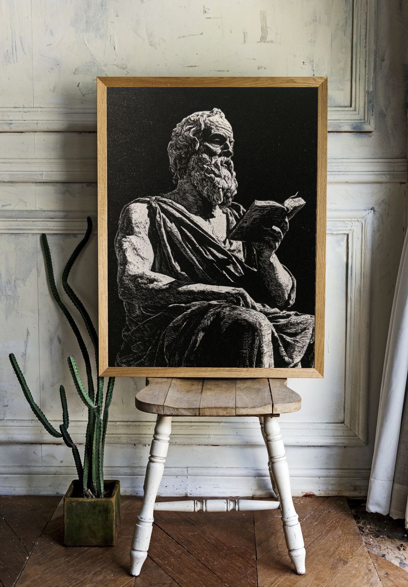 Greek Philosopher Ink Poster. — room view 1