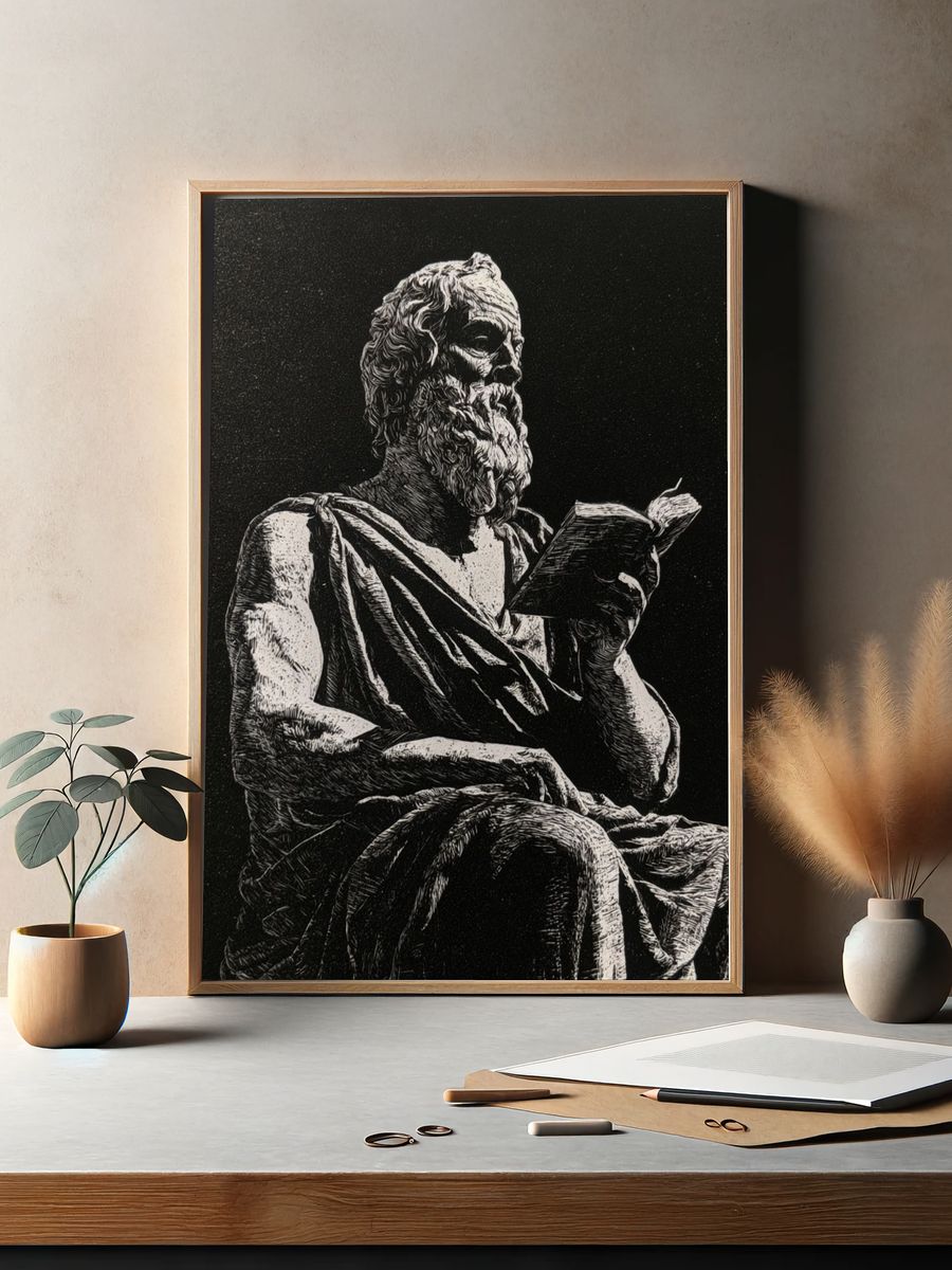 Greek Philosopher Ink Poster. — room view 2