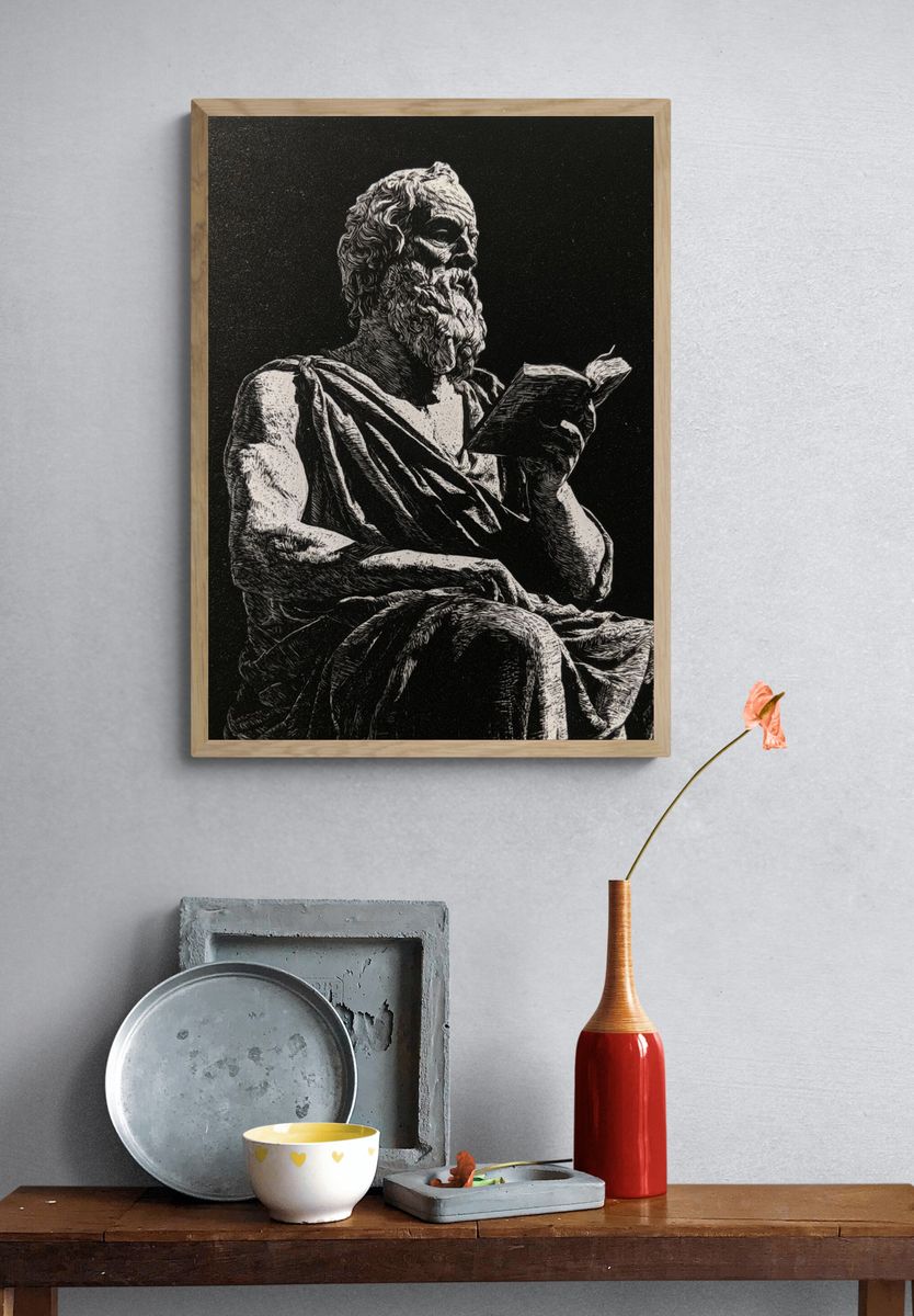 Greek Philosopher Ink Poster. — room view 3