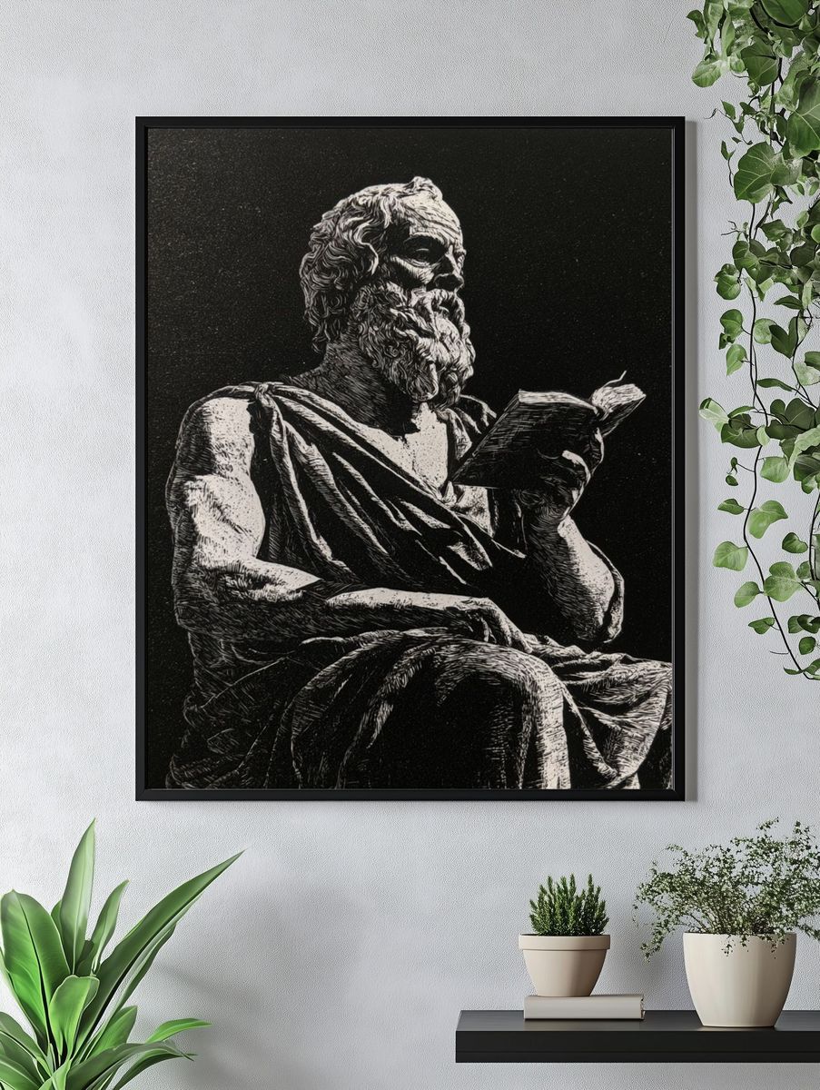 Greek Philosopher Ink Poster. — room view 4