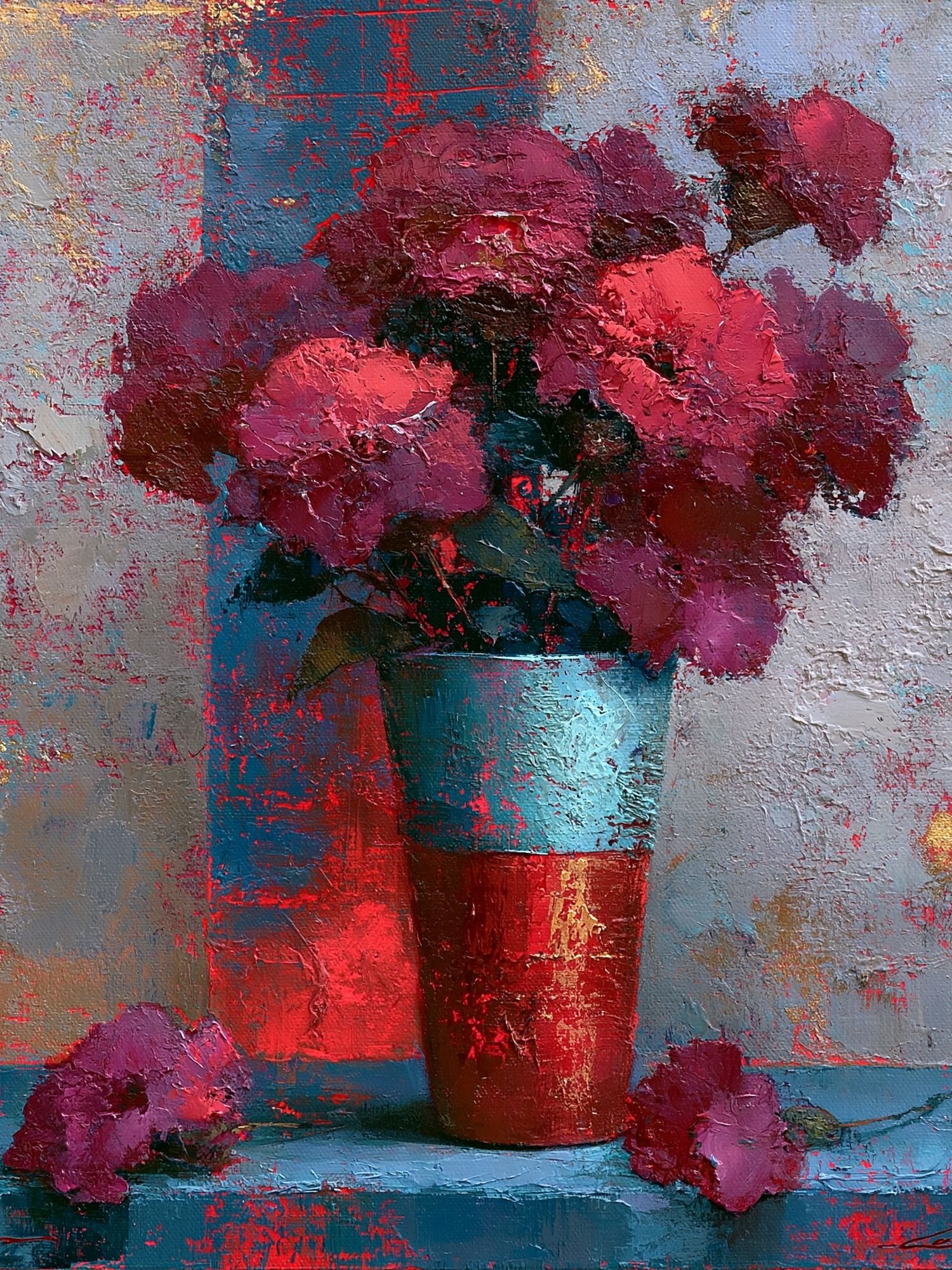 Pink Flowers Still Life Print. poster detail