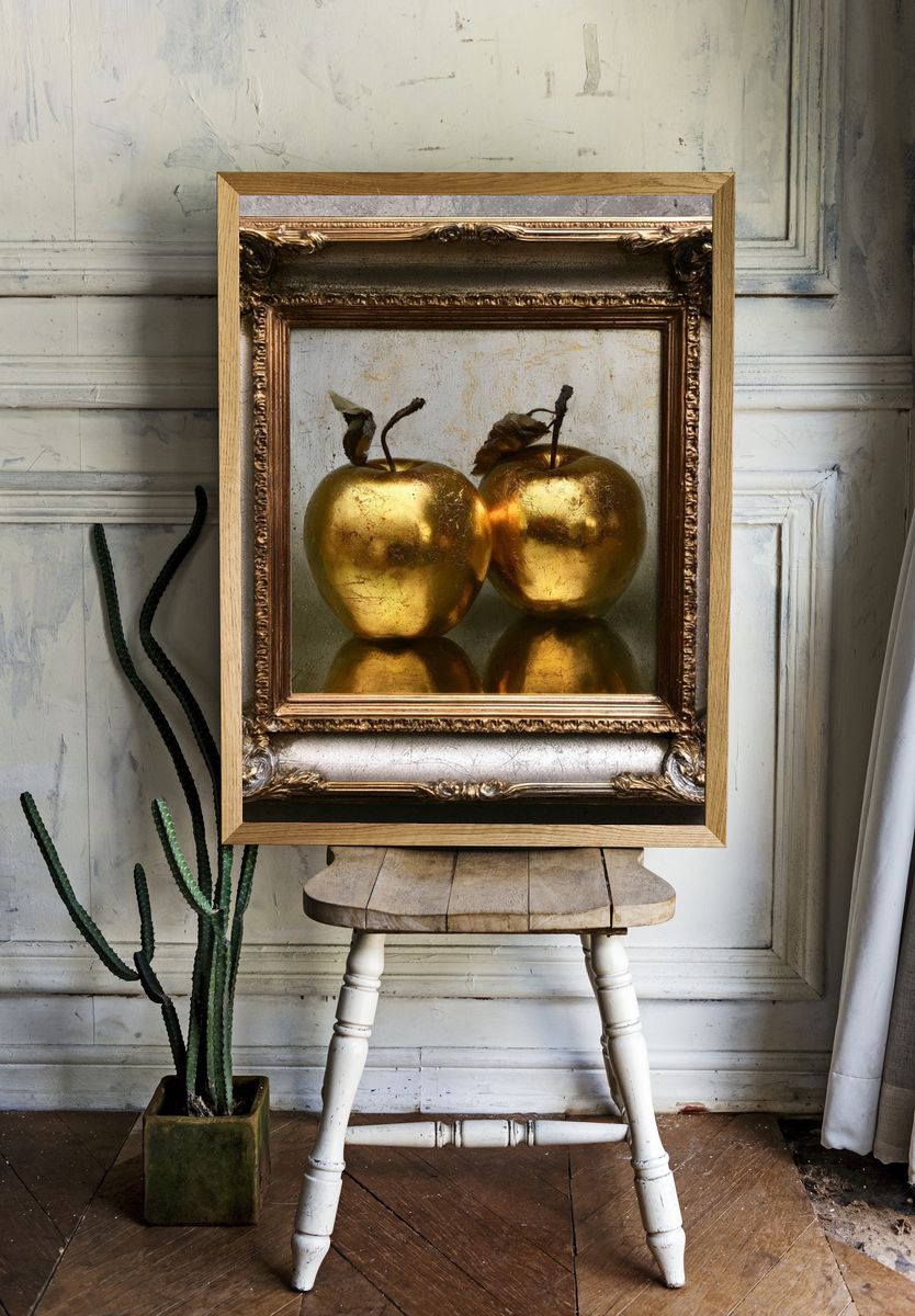 Golden Apples Still Life Print. — room view 1