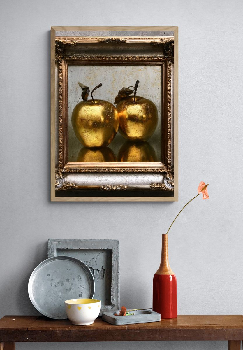 Golden Apples Still Life Print. — room view 3