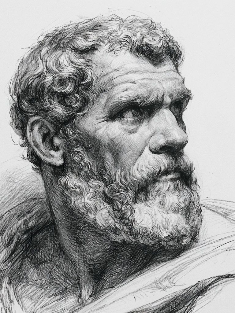 Classical Male Bust Sketch Print. poster detail