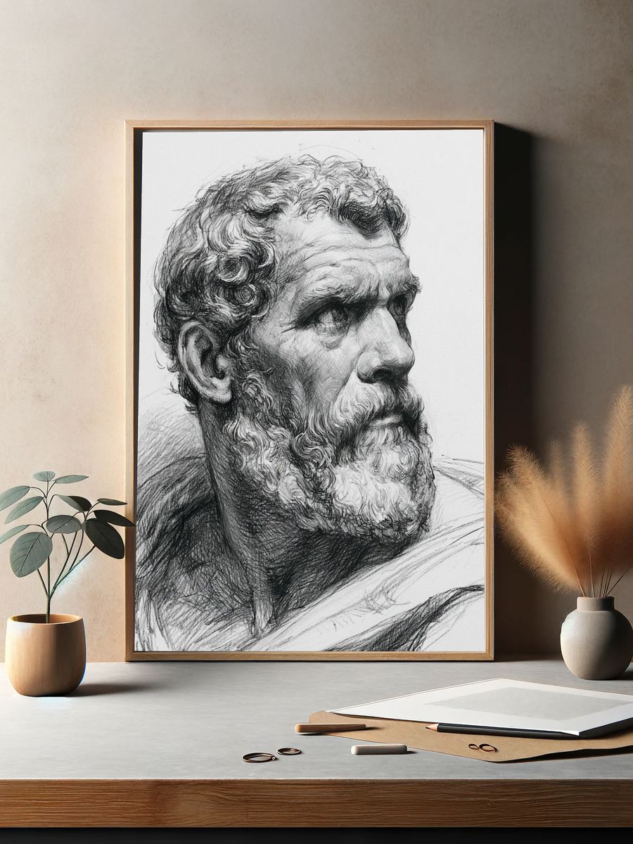Classical Male Bust Sketch Print. — room view 2