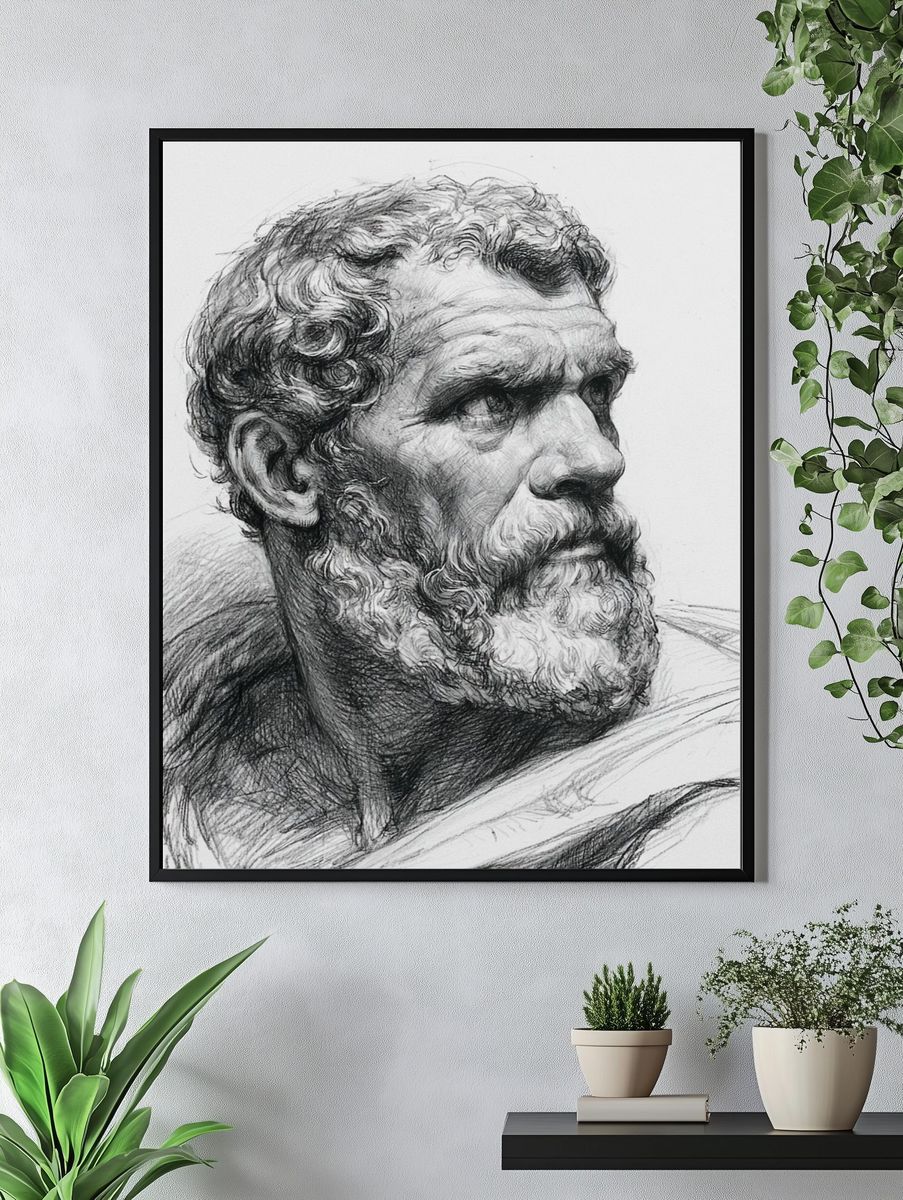 Classical Male Bust Sketch Print. — room view 4