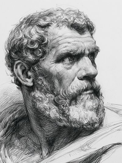 Classical Male Bust Sketch Print. poster