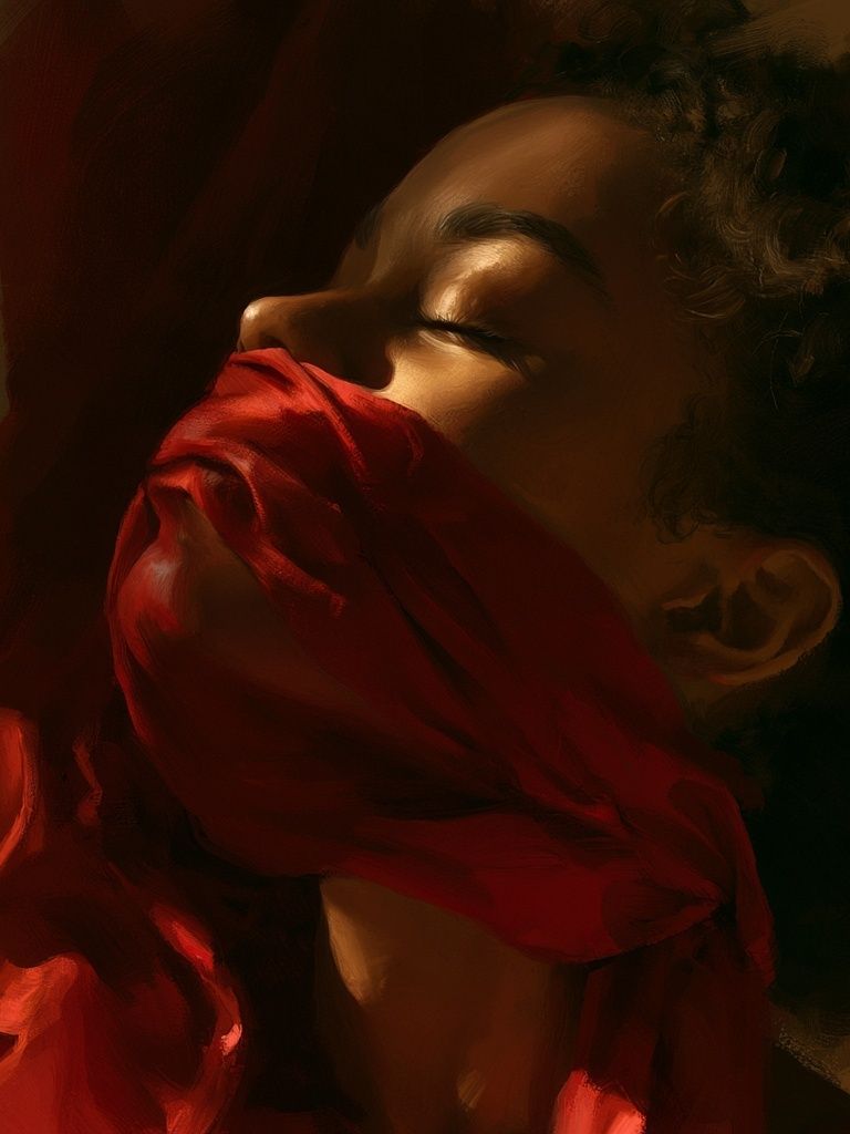 Red Veil Portrait Fine-Art Poster. poster detail