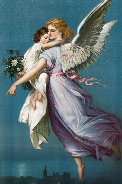Angel and Child Vintage Print. poster — fine-art art
