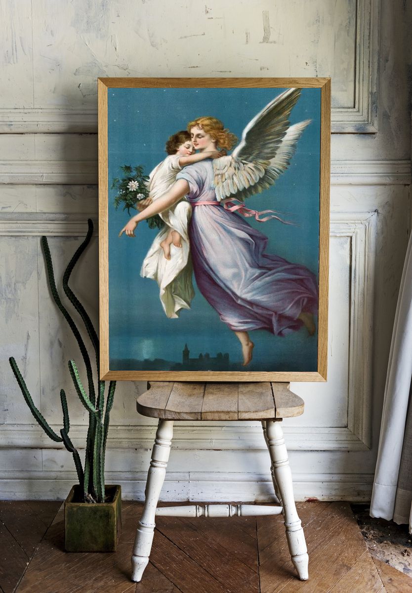 Angel and Child Vintage Print room preview