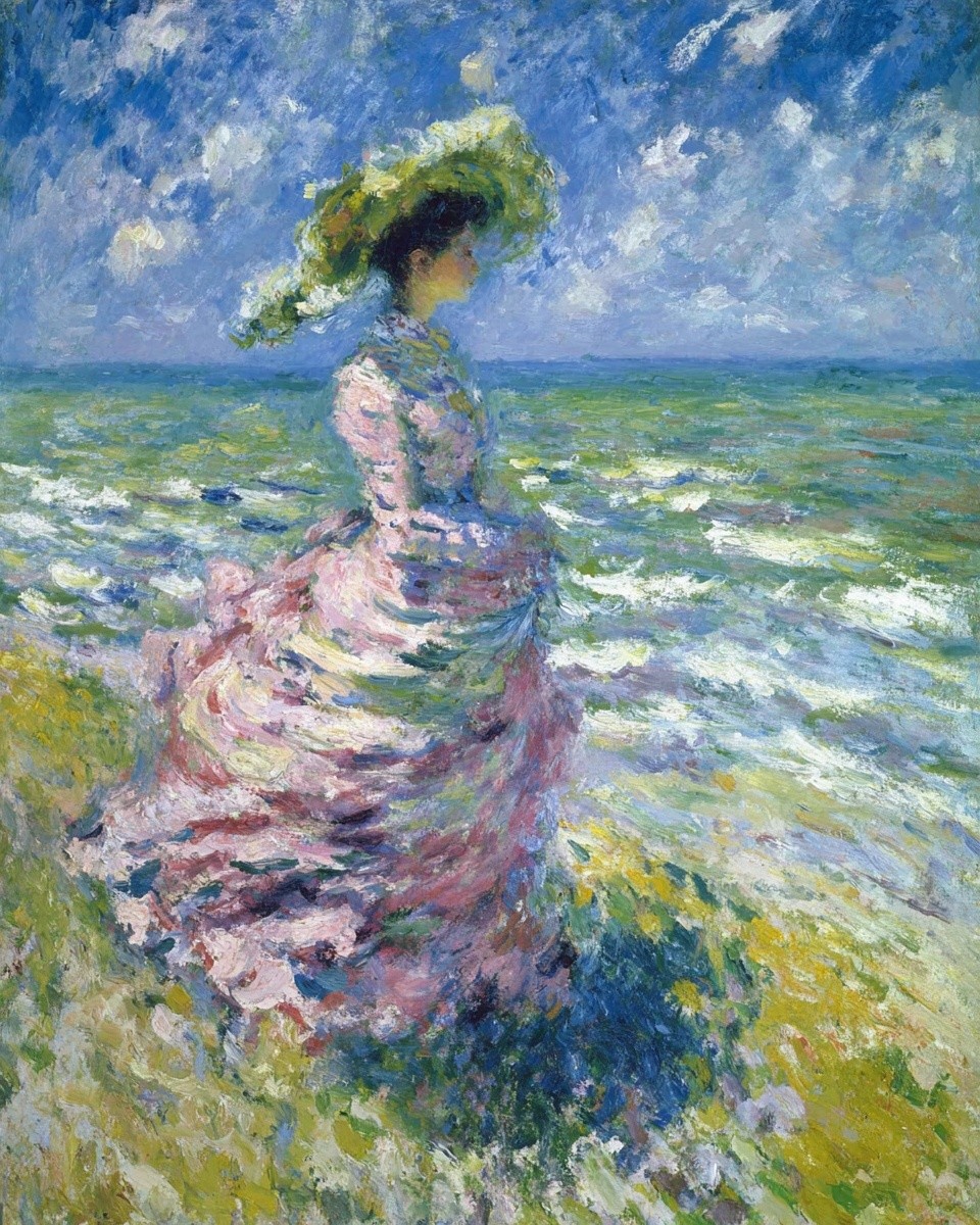 Woman by the Sea — Impressionist Print. poster — fine-art art