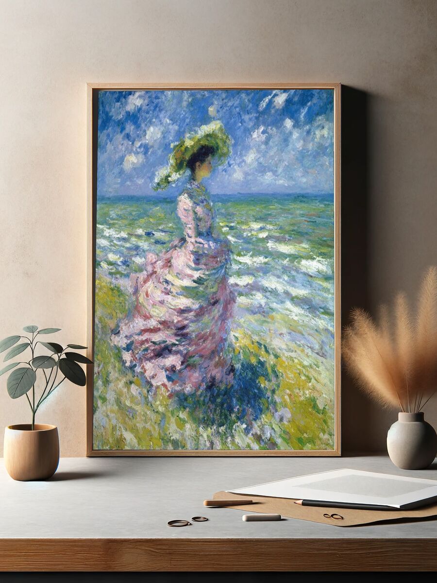 Woman by the Sea — Impressionist Print. — room view 2