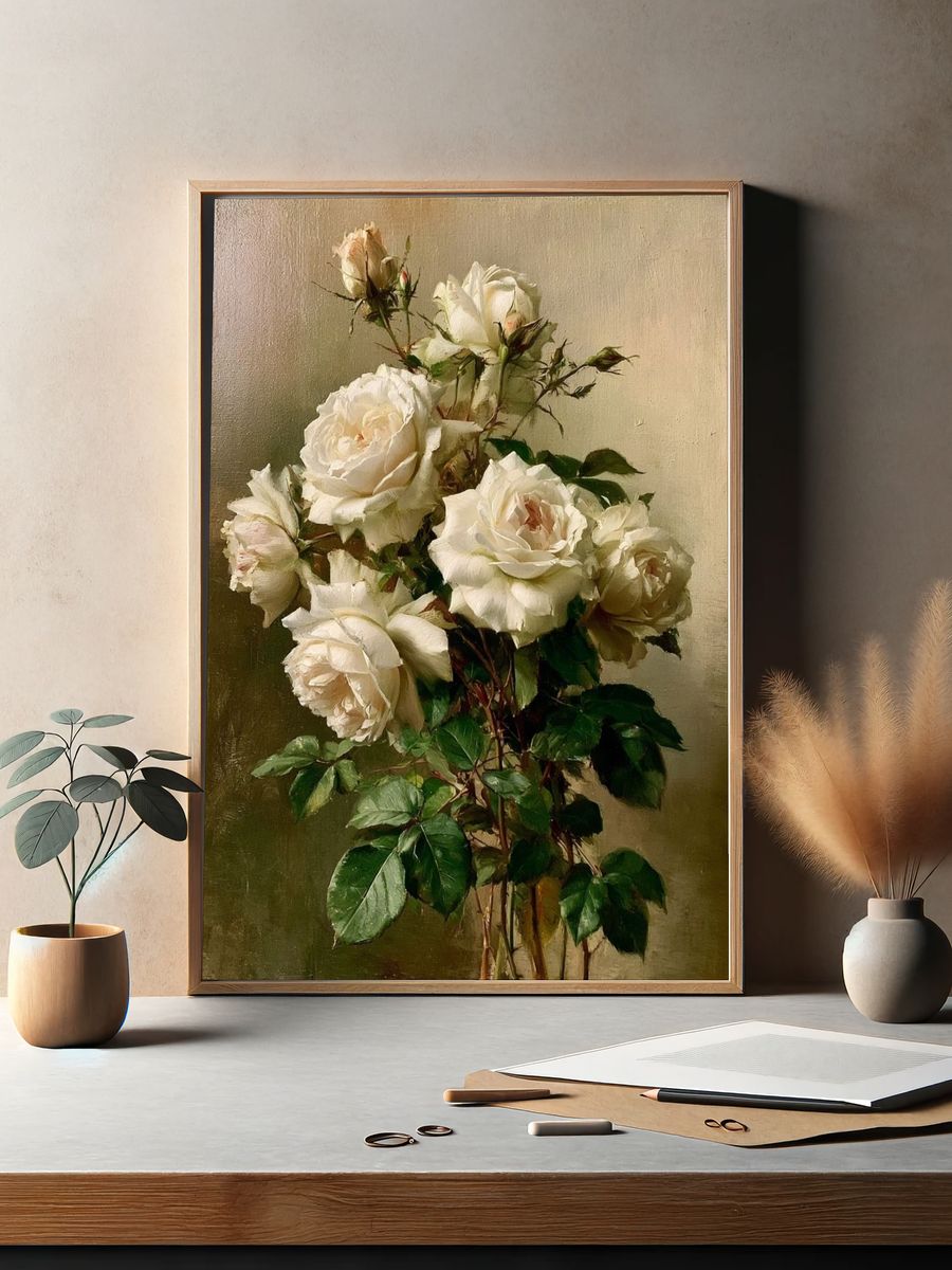White Roses Fine-Art Print. — room view 2