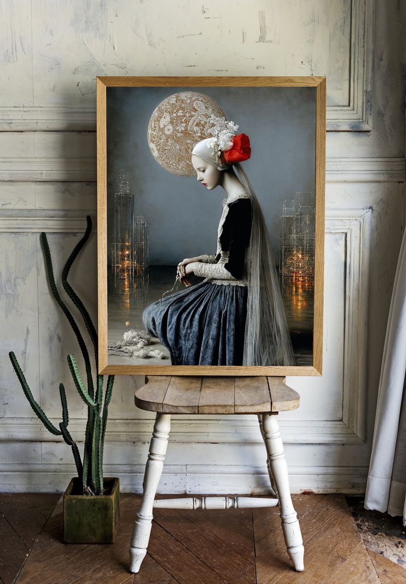 Surreal Girl Portrait Print. room preview