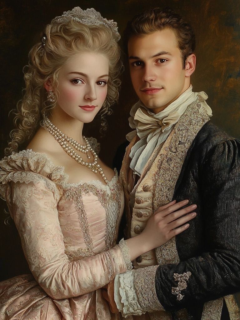 Regency Couple Portrait Print. poster — fine-art art