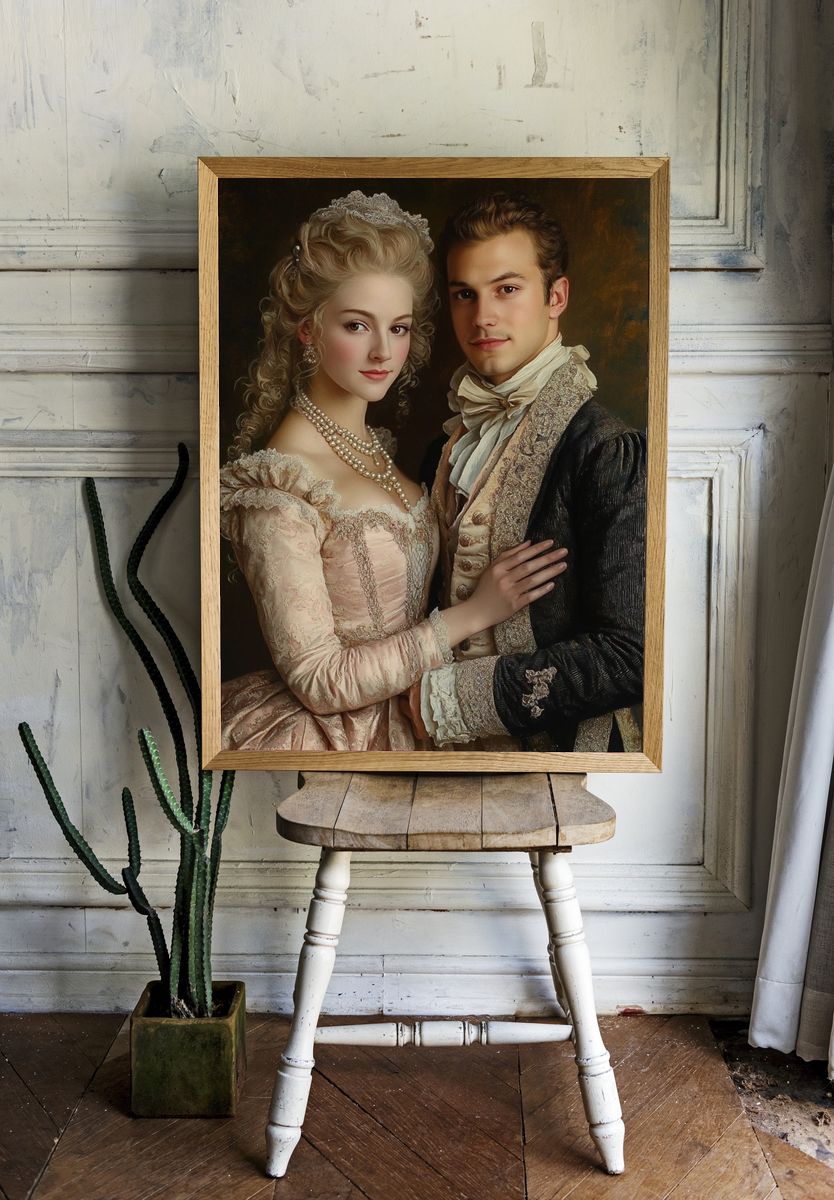 Regency Couple Portrait Print. — room view 1