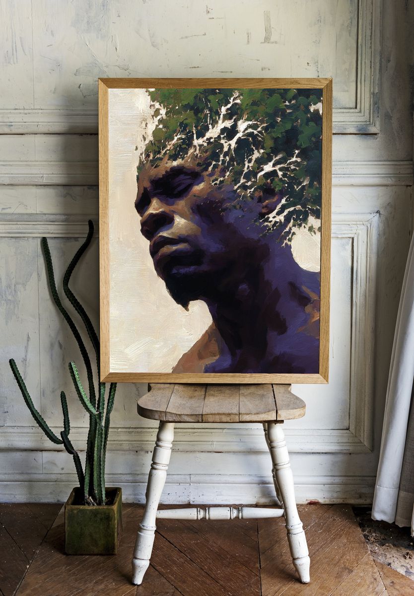 Abstract Portrait Oil Print. — room view 1