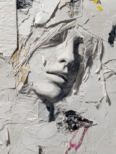Textured White Face Collage Poster.