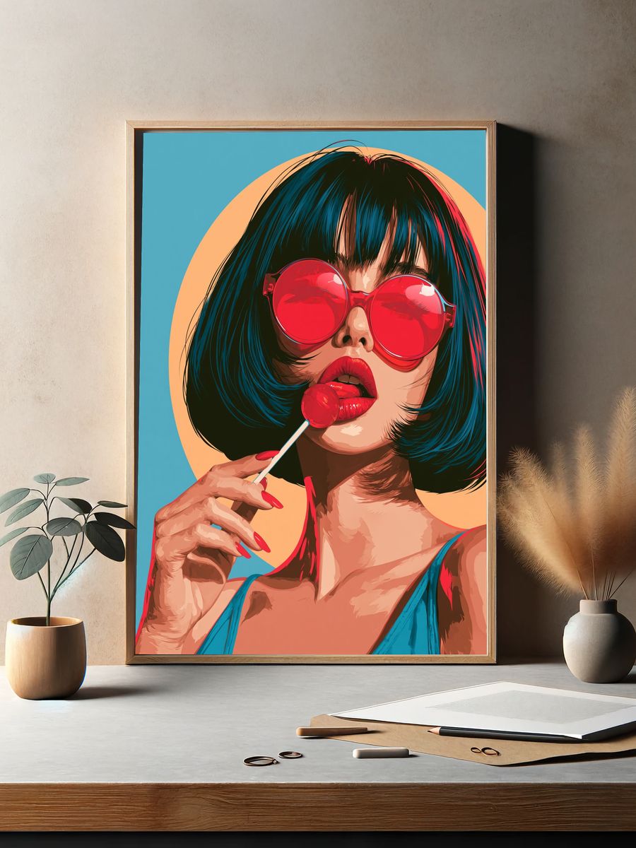 Pop Art Woman with Lollipop Poster. — room view 2