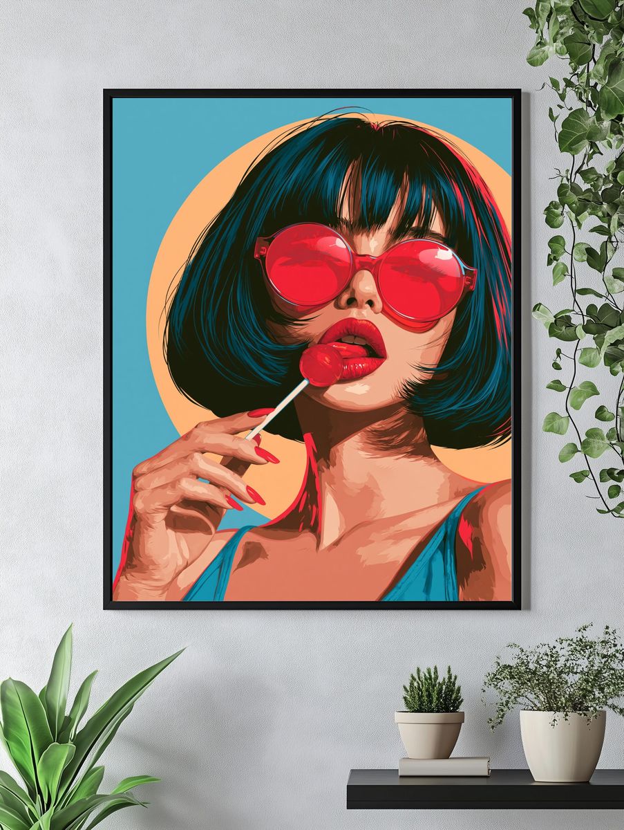 Pop Art Woman with Lollipop Poster. — room view 4