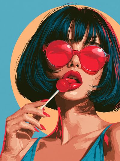 Pop Art Woman with Lollipop Poster. poster