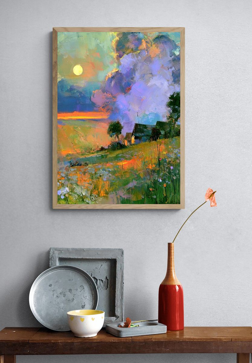Sunset Meadow Landscape Print. — room view 3