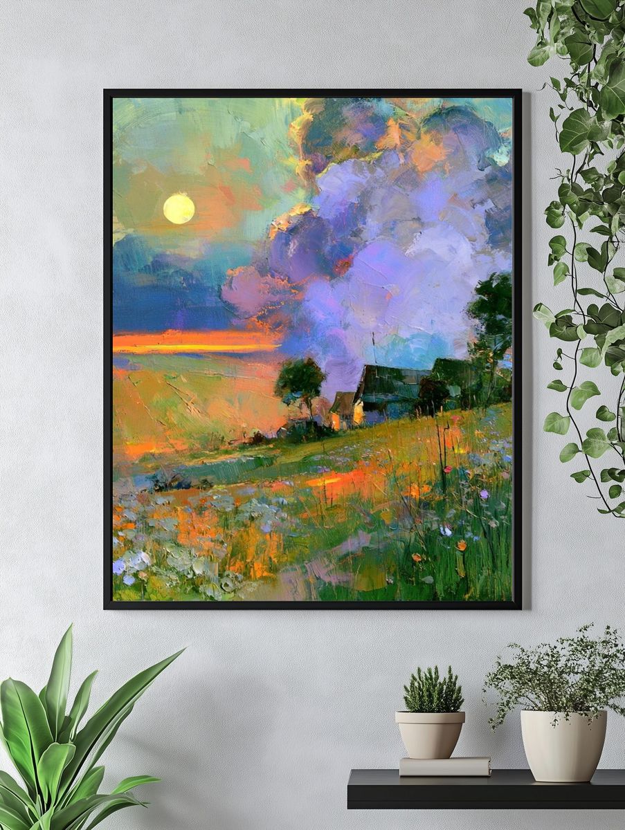Sunset Meadow Landscape Print. — room view 4
