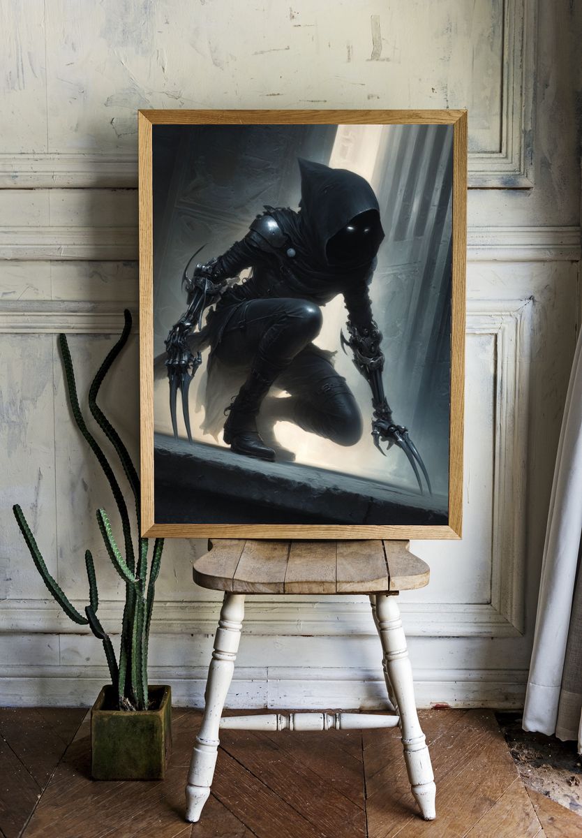 Mysterious Assassin — Fantasy Art Print. — room view 1
