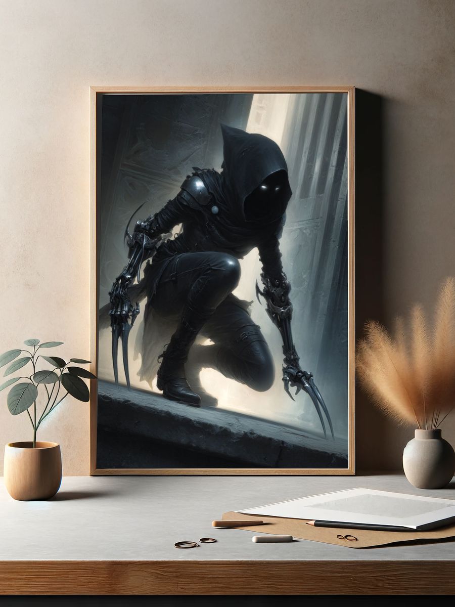 Mysterious Assassin — Fantasy Art Print. — room view 2