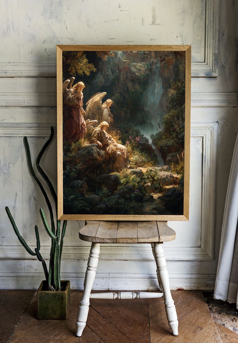 Angelic Figures in a Serene Landscape Poster room preview