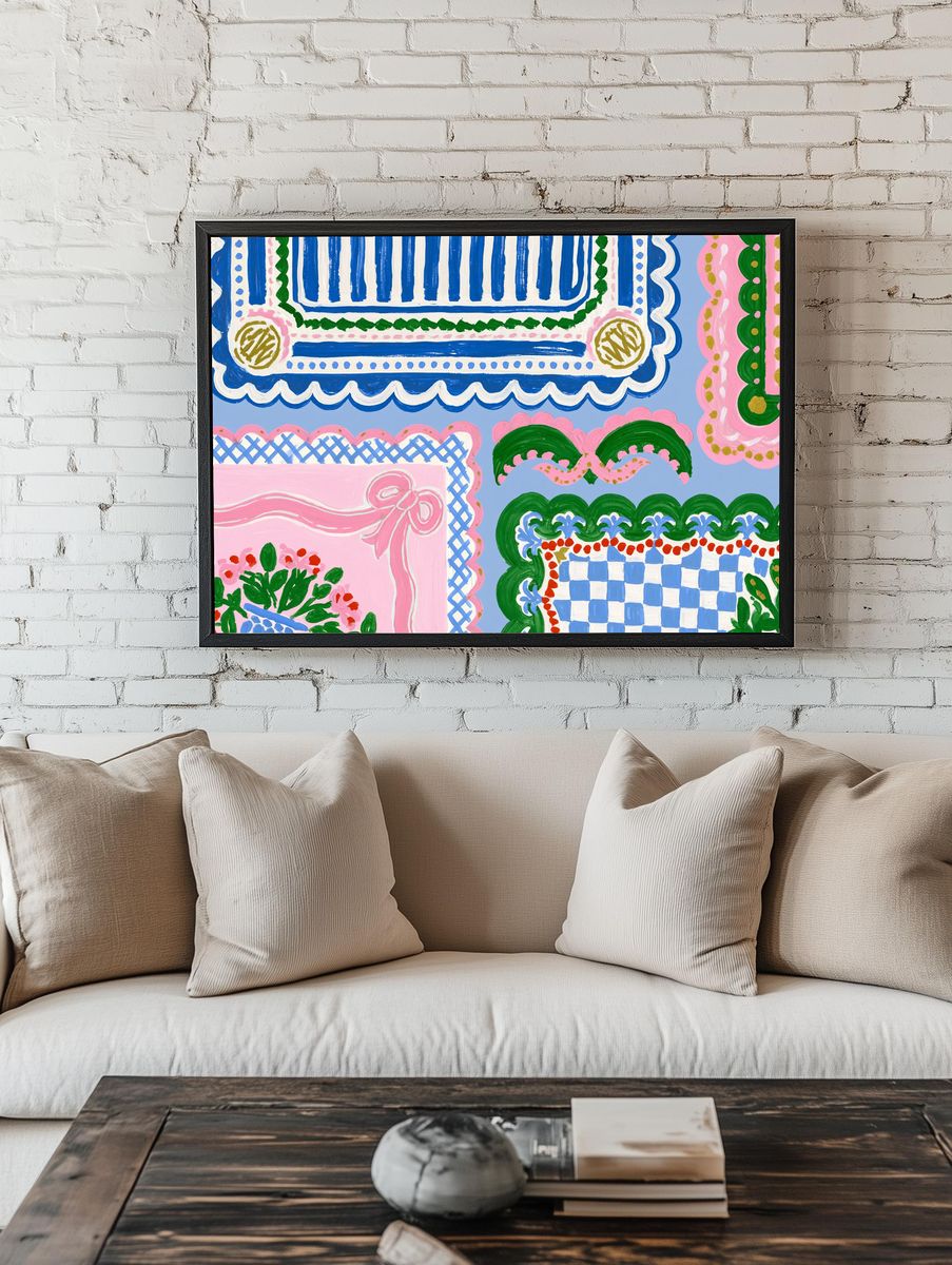 Pastel Folk Pattern Poster. — room view 1