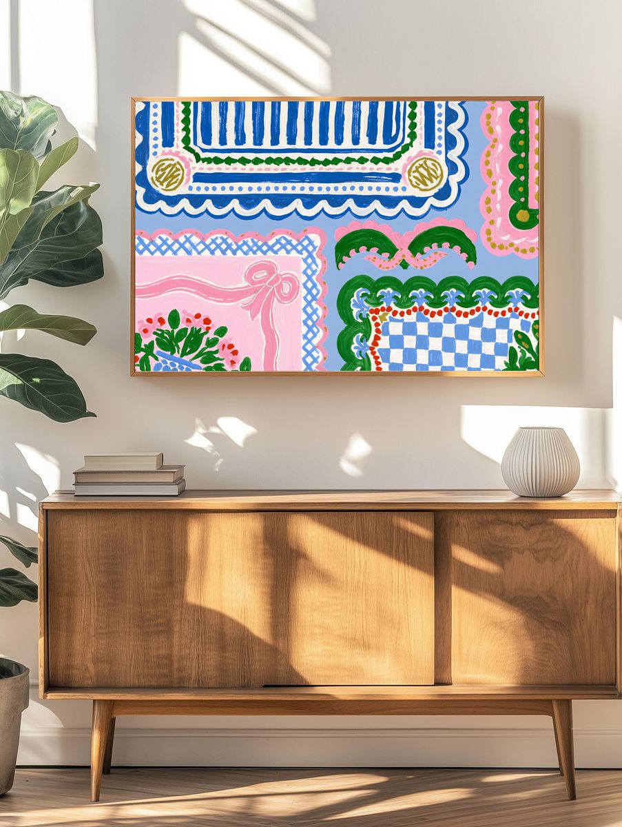 Pastel Folk Pattern Poster. — room view 3