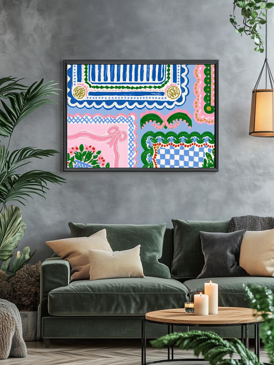 Pastel Folk Pattern Poster. — room view 4