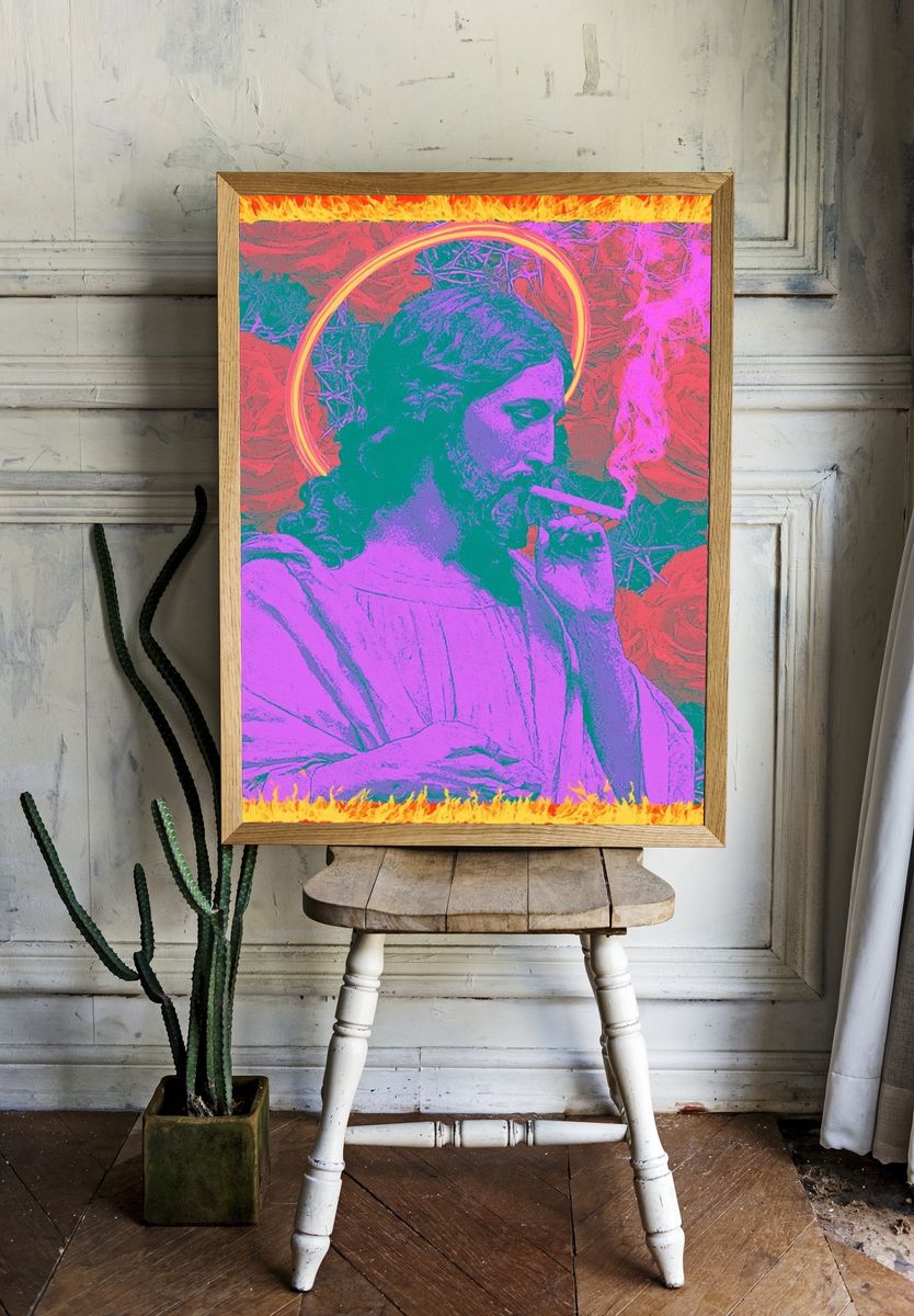 Neon Saint Pop-Art Poster. — room view 1