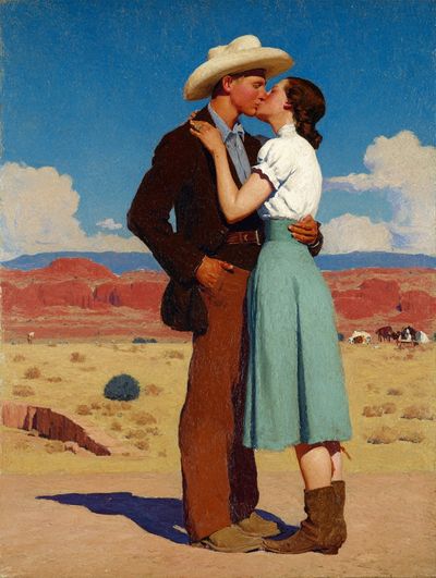 Cowboy Kiss in the Desert Print.