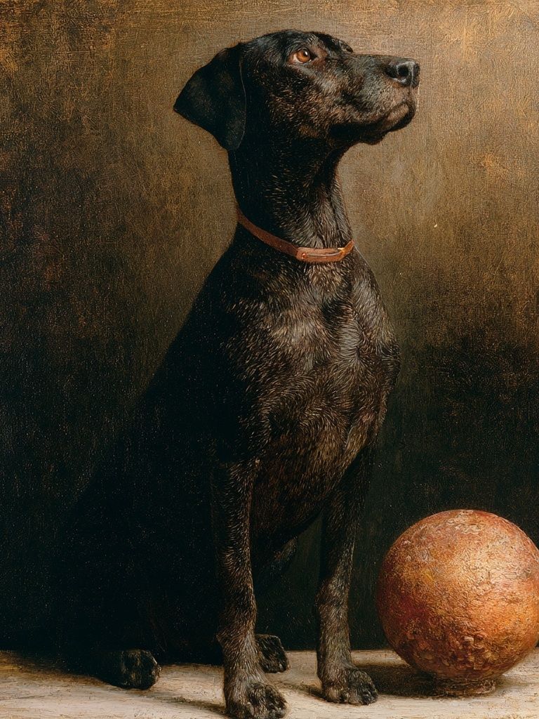 Black Dog Still Life Poster. poster — fine-art art