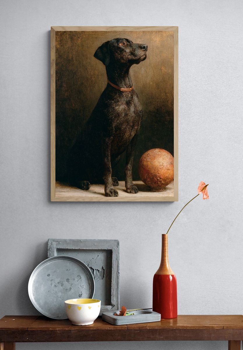 Black Dog Still Life Poster. — room view 3