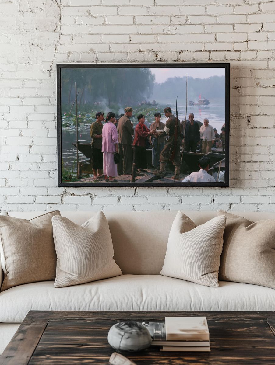 River Crossing Oil Painting Poster. room preview