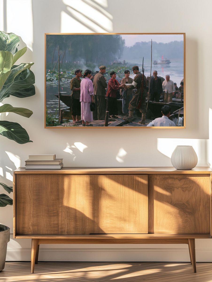 River Crossing Oil Painting Poster. — room view 3
