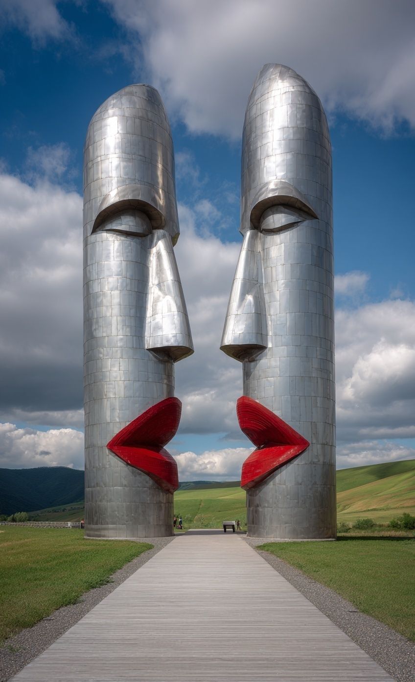 Kissing Faces Sculpture — Fine Art Print. poster detail