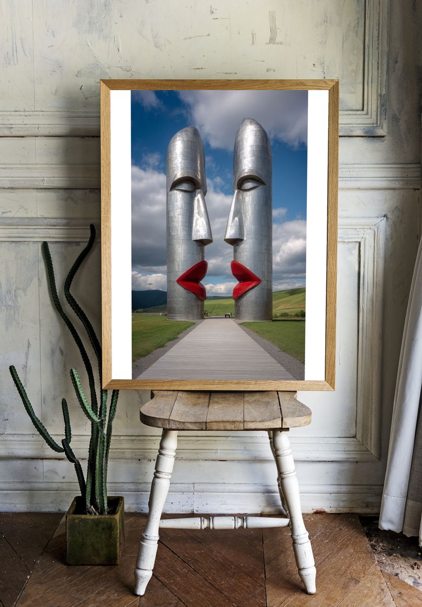 Kissing Faces Sculpture — Fine Art Print room preview