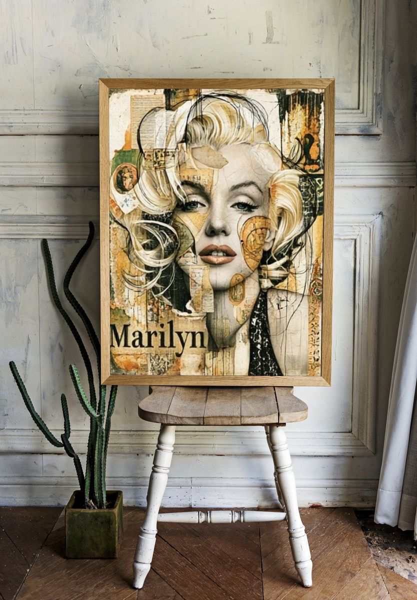 Marilyn Collage Portrait Print. — room view 1