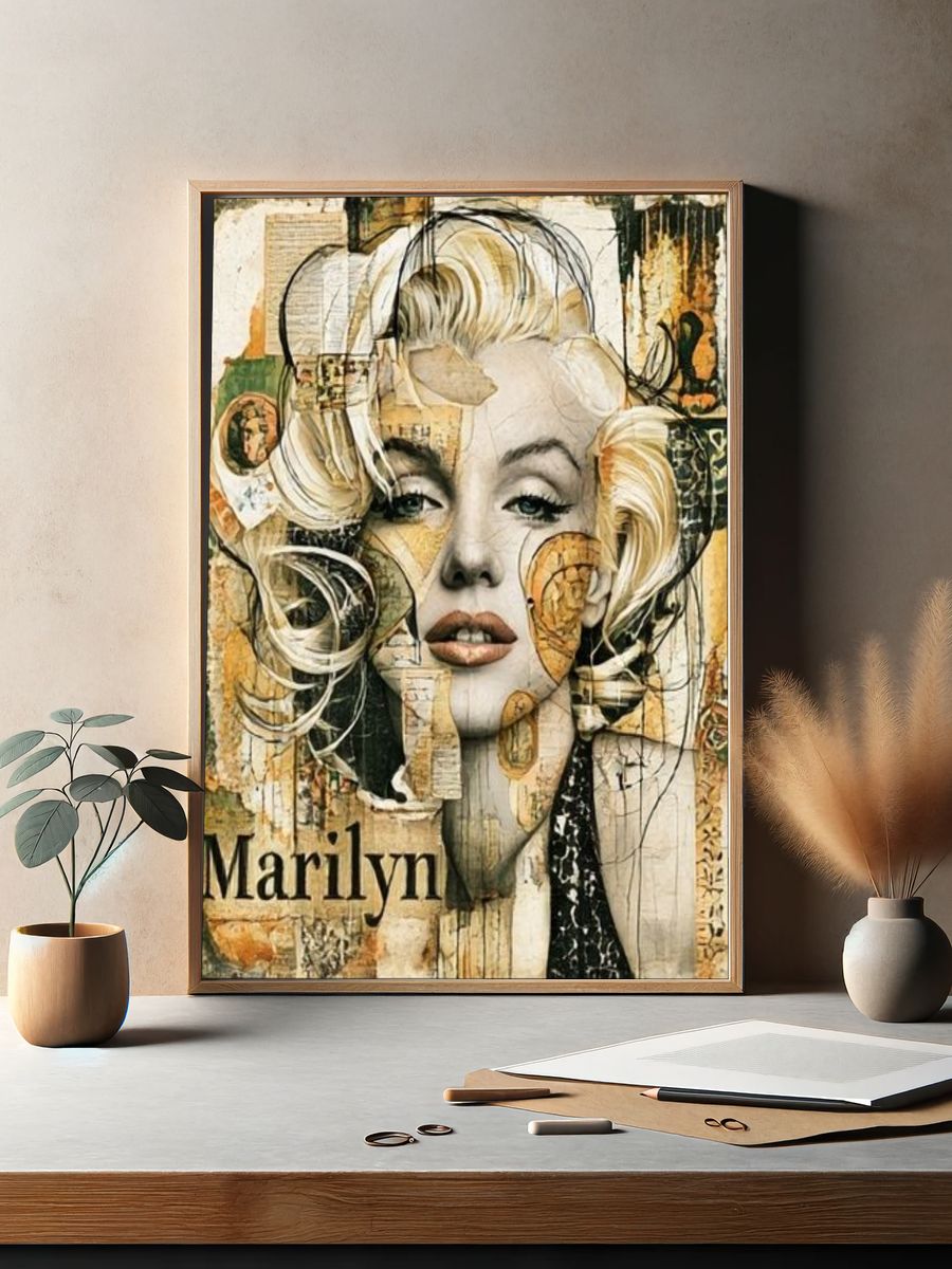 Marilyn Collage Portrait Print. — room view 2