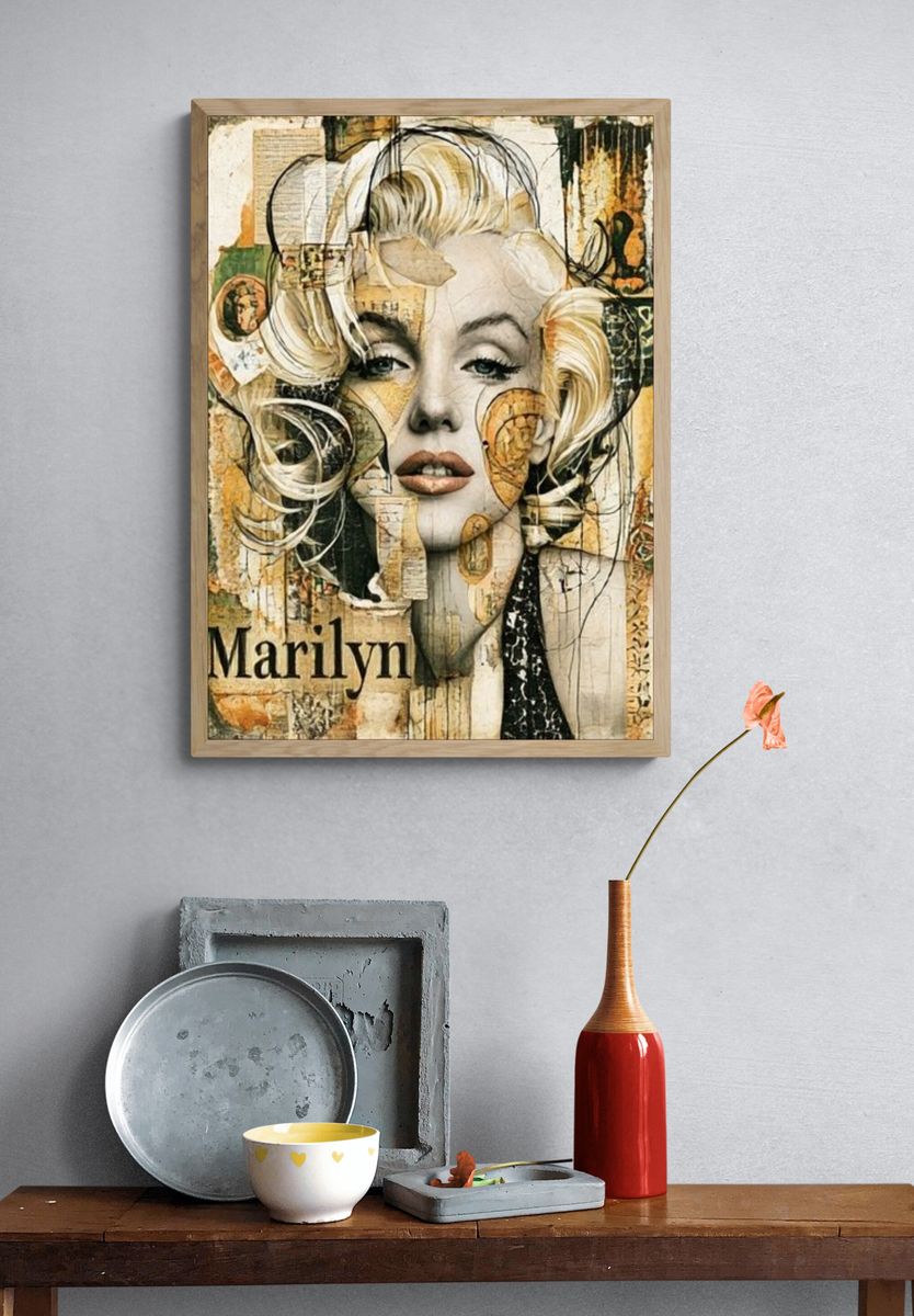 Marilyn Collage Portrait Print. — room view 3