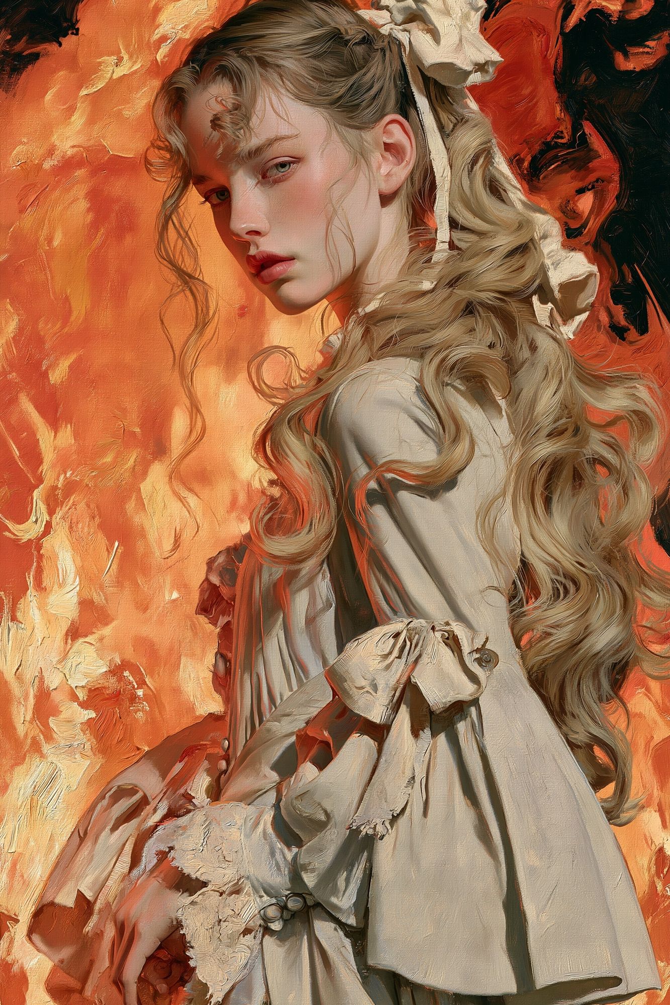 Baroque Portrait in Flame Poster. poster — fine-art art